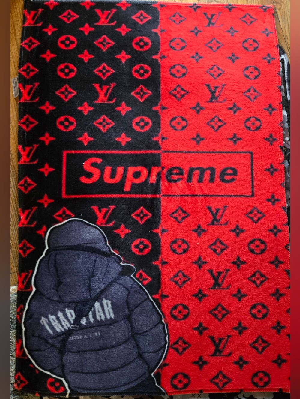 Supreme Red and Black Monogram Logo Rug 22x32